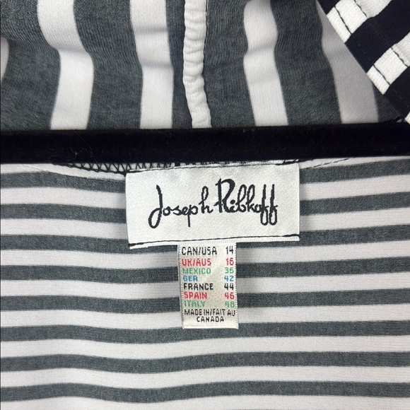 Joseph Ribkoff Monochrome Striped Sleeveless Open Cardigan Size 14 - Picture 3 of 11